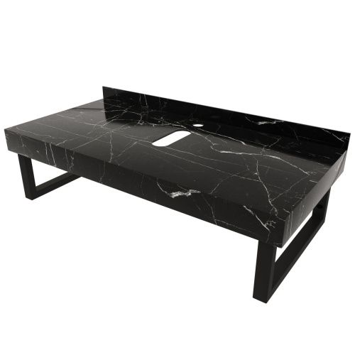 Столешница под раковину керамогранитная 100х50 см Watersense Eva W00294 черный мрамор