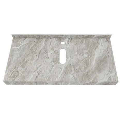 Столешница под раковину керамогранитная 100х50 см Watersense Eva W00289 серый мрамор