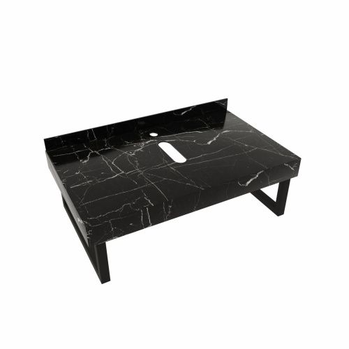 Столешница под раковину керамогранитная 80х50 см Watersense Eva W00292 черный мрамор