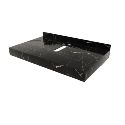 Столешница под раковину керамогранитная 80х50 см Watersense Eva W00292 черный мрамор