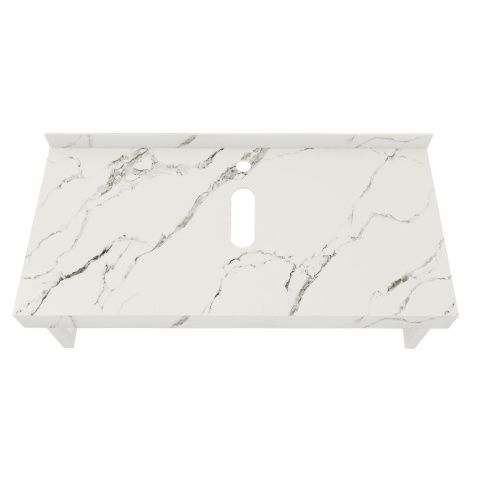 Столешница под раковину керамогранитная 100х50 см Watersense Eva W00284 белый мрамор