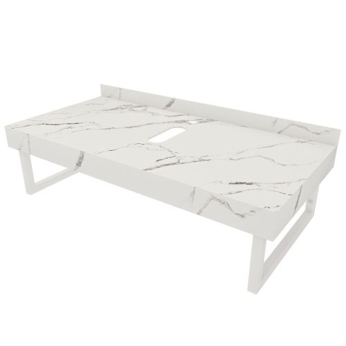 Столешница под раковину керамогранитная 100х50 см Watersense Eva W00284 белый мрамор