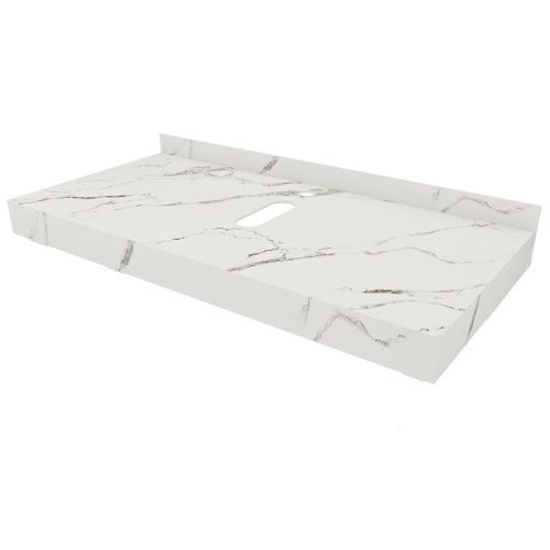 Столешница под раковину керамогранитная 100х50 см Watersense Eva W00284 белый мрамор
