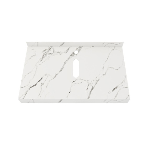 Столешница под раковину керамогранитная 80х50 см Watersense Eva W00282 белый мрамор
