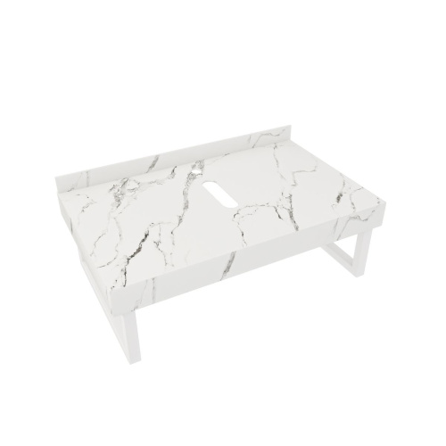 Столешница под раковину керамогранитная 80х50 см Watersense Eva W00282 белый мрамор