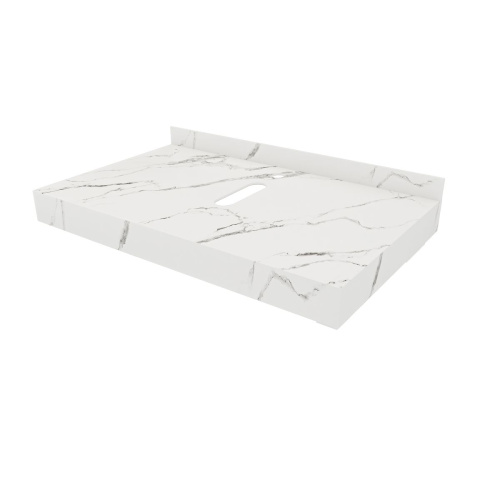 Столешница под раковину керамогранитная 80х50 см Watersense Eva W00282 белый мрамор