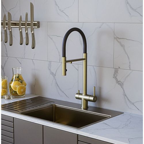 Смеситель для кухни DQ DA1462507Gold с подключением к фильтру питьевой воды, матовое золото (10)