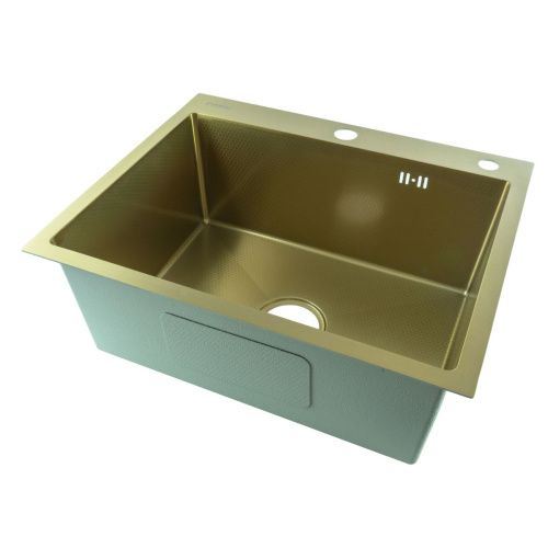 Мойка для кухни врезная Fmark FSC6050C матовое золото из нержавеющей стали, 60*50 см с сифоном