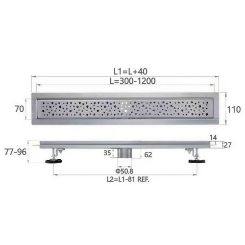 Желоб водоотводящий SAVOL S-DL01L-60 сатин, под плитку 60 см (6)