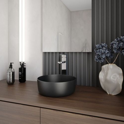 Раковина накладная Watersense Milana D31 W00171 310х310х110 мм черная матовая