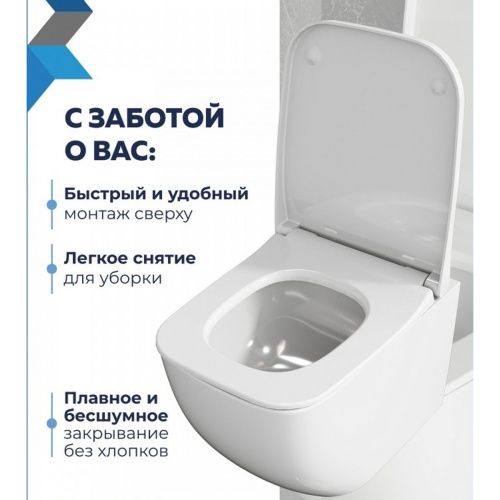 Сиденье для унитаза Watersense Alina QS W01847 дюропласт, с микролифтом, быстросъем, универсальное, ультратонкое