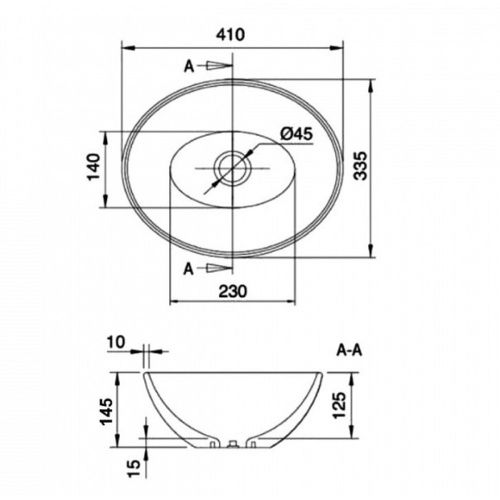 Раковина накладная Watersense Amelia 40 W00065 410х335х145 мм графит матовая