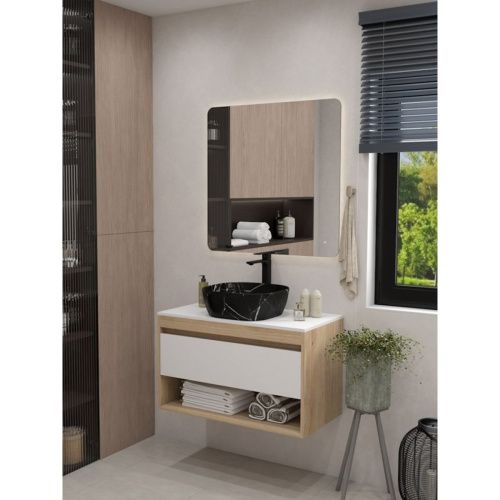 Раковина накладная Watersense Rita 41 artceramic W00764 410х410х140 мм мрамор черный матовый