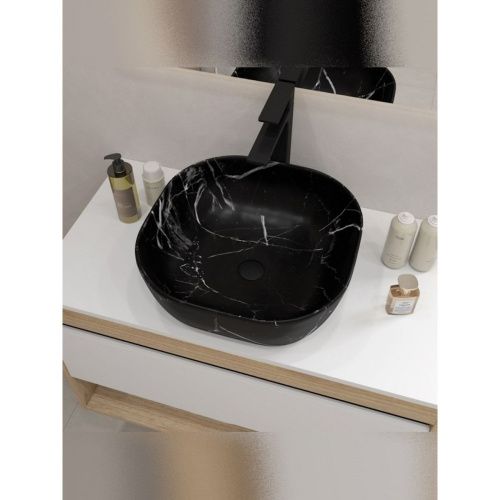 Раковина накладная Watersense Rita 41 artceramic W00764 410х410х140 мм мрамор черный матовый