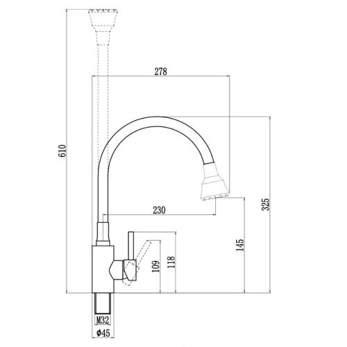 Смеситель для кухни Fmark FS8288H-01 с гибким изливом, черный (6)