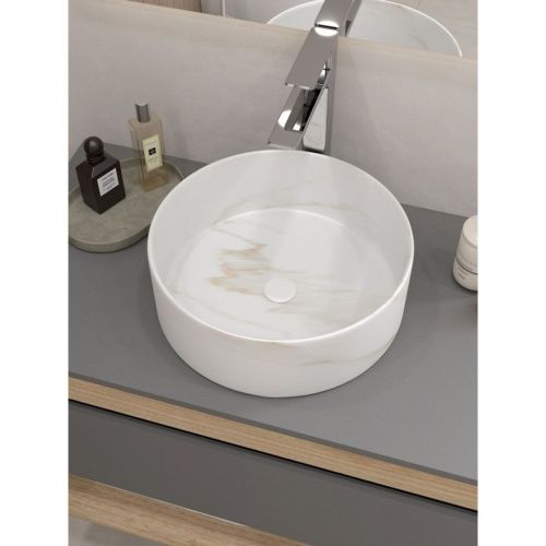 Раковина накладная Watersense Milana D35 W00761 360х360х125 мм мрамор белый матовый