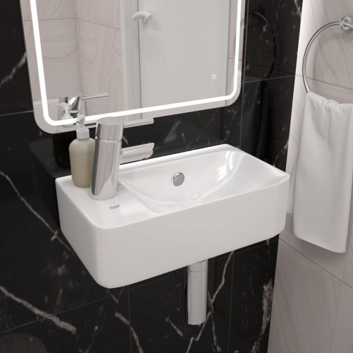 Раковина подвесная левая Watersense Mia 45 W00024 450х260х90 мм с полочкой под смеситель, белая