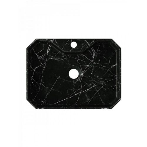 Раковина накладная Watersense Paula 50 W00755 500х370х135 мм с полочкой под смеситель, черный мрамор