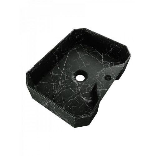 Раковина накладная Watersense Paula 50 W00755 500х370х135 мм с полочкой под смеситель, черный мрамор