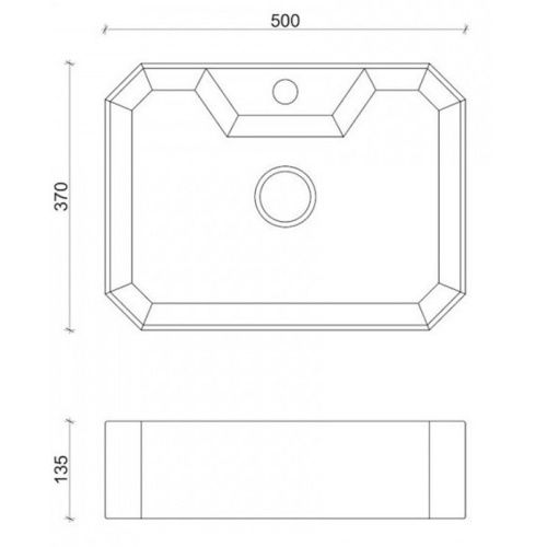 Раковина накладная Watersense Paula 50 W00755 500х370х135 мм с полочкой под смеситель, черный мрамор