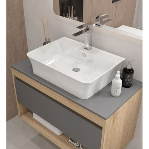 Раковина накладная Watersense Alina 55 W00775 555х410х140 мм с полочкой под смеситель, белая