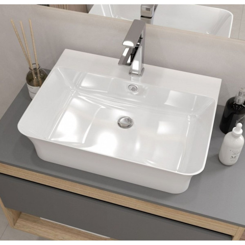 Раковина накладная Watersense Alina 55 W00775 555х410х140 мм с полочкой под смеситель, белая