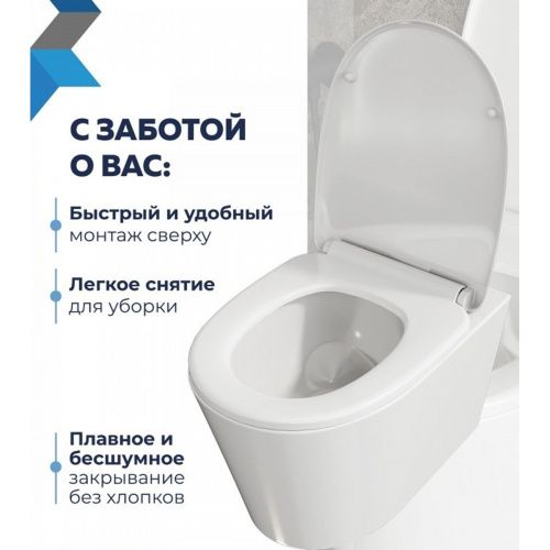 Сиденье для унитаза Watersense Rita Strike W01844 дюропласт, с микролифтом, быстросъем, универсальное