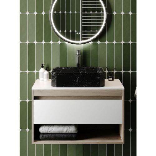 Раковина накладная Watersense Paula 50 W0075 500х370х135 мм черный мрамор