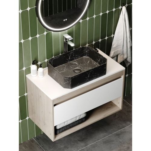 Раковина накладная Watersense Paula 50 W0075 500х370х135 мм черный мрамор