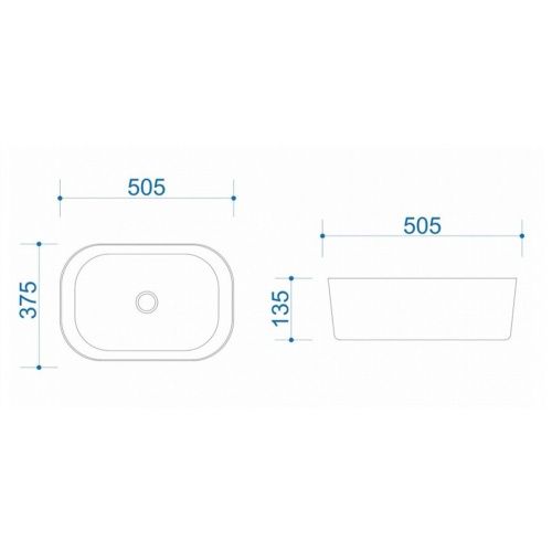 Раковина накладная Watersense Rita 51 W00022 505х375х135 мм белая