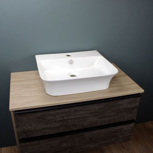 Раковина накладная Watersense Eva 49 W00019 485х410х125 мм с полочкой под смеситель, белая