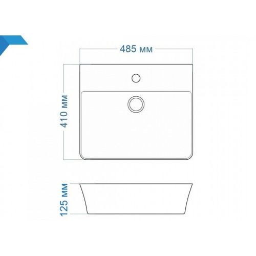 Раковина накладная Watersense Eva 49 W00019 485х410х125 мм с полочкой под смеситель, белая