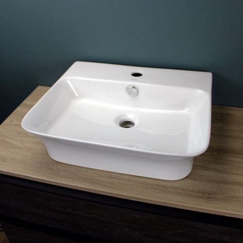 Раковина накладная Watersense Eva 49 W00019 485х410х125 мм с полочкой под смеситель, белая
