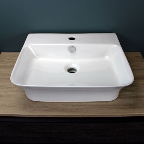 Раковина накладная Watersense Eva 49 W00019 485х410х125 мм с полочкой под смеситель, белая
