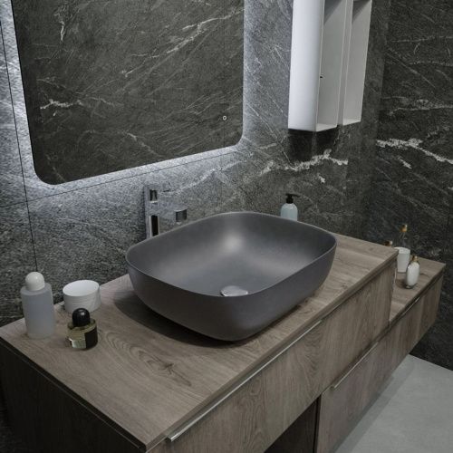 Раковина накладная Watersense Rita 50 W00053 490х395х150 мм графит матовая
