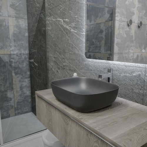 Раковина накладная Watersense Rita 50 W00053 490х395х150 мм графит матовая