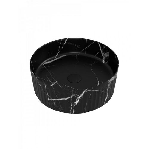 Раковина накладная Watersense Paula D37 W00772 370х370х130 мм мрамор черный матовый