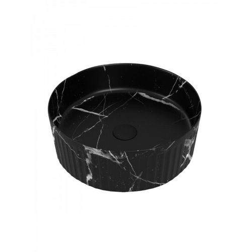 Раковина накладная Watersense Paula D37 W00772 370х370х130 мм мрамор черный матовый