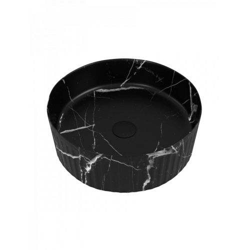 Раковина накладная Watersense Paula D37 W00772 370х370х130 мм мрамор черный матовый