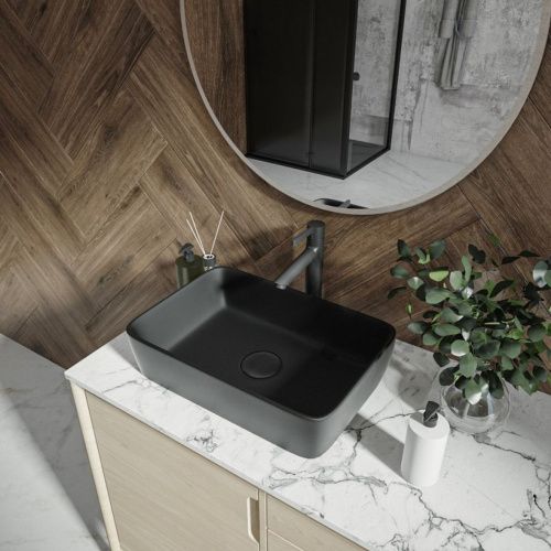 Раковина накладная Watersense Eva 50 W00043 475х370х140 мм черная матовая
