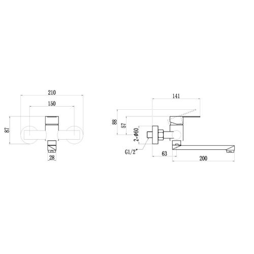 Смеситель для кухни настенный Fmark FS8207L с длинным изливом, сатин (12)