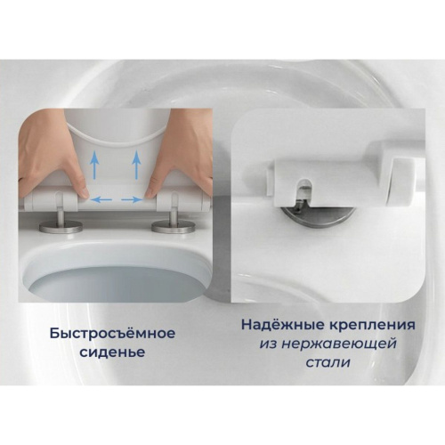 Унитаз подвесной безободковый торнадо Watersense Milana Vortex W01830 48,5х32х35,5 см микролифт