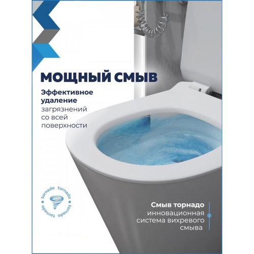 Унитаз подвесной безободковый торнадо Watersense Rita Pro Vortex W00751 52х32х35,5 см микролифт