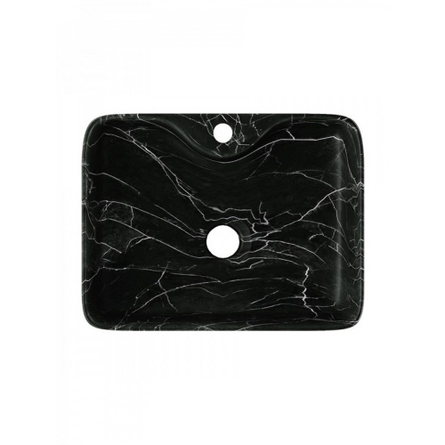 Раковина накладная Watersense Eva S 48 W00753 480х370х135 мм с полочкой под смеситель, черный мрамор