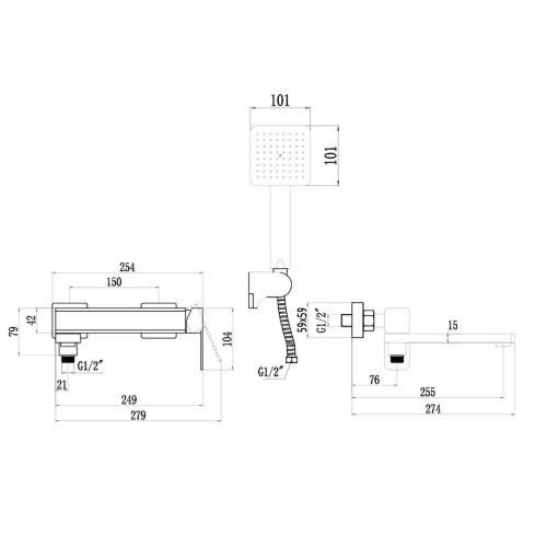 Смеситель для ванны Fmark FS8724-22HB розовое золото (6)