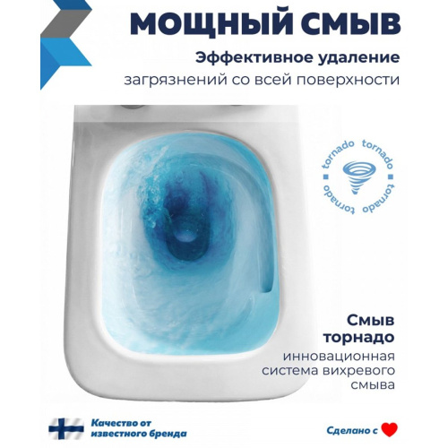 Унитаз подвесной безободковый торнадо Watersense Eva Vortex W01831 49х34х35 см микролифт