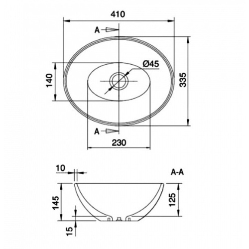 Раковина накладная Watersense Amelia 40 W00067 410х335х145 мм белый мрамор
