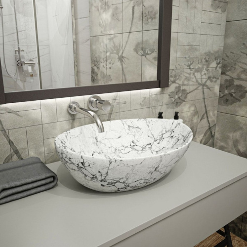 Раковина накладная Watersense Amelia 40 W00067 410х335х145 мм белый мрамор