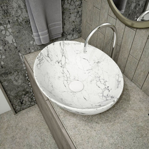 Раковина накладная Watersense Amelia 40 W00067 410х335х145 мм белый мрамор