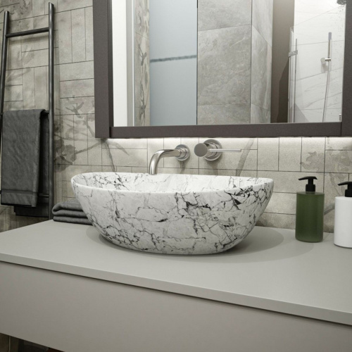 Раковина накладная Watersense Amelia 40 W00067 410х335х145 мм белый мрамор